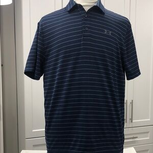 ⛳️UA “The Playoff Polo” - Men's Large - Navy w/ Grey Pinstripes